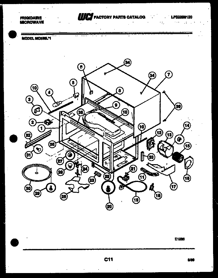 BODY PARTS Diagram and Parts List for MC830L1  Frigidaire Microwave