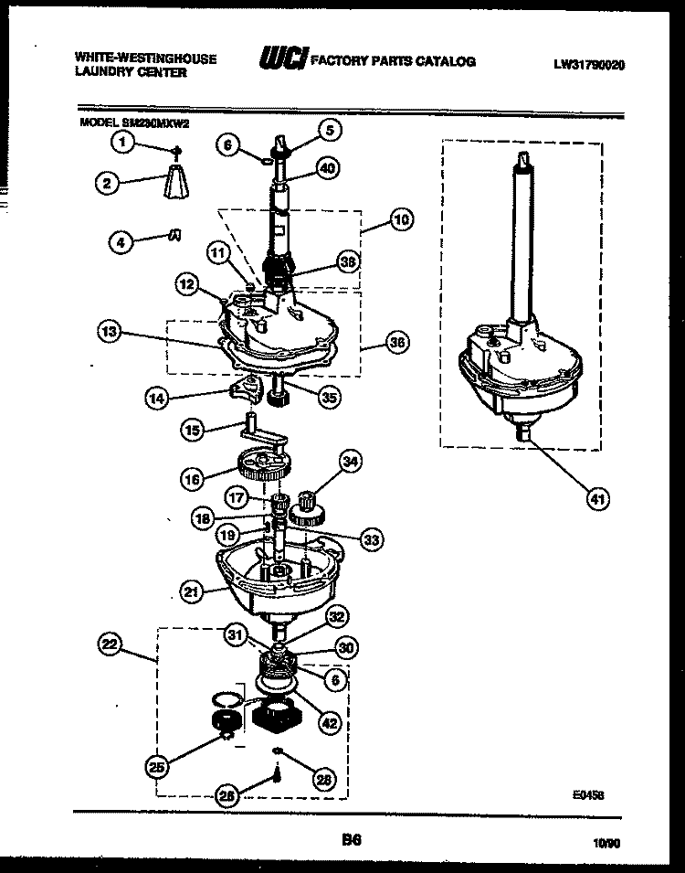 TRANSMISSION PARTS Diagram and Parts List for SM230MXW2  Frigidaire Washer