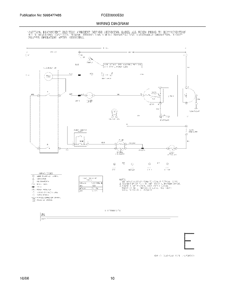 WIRING DIAGRAM Diagram and Parts List for FCED3000ES0  Frigidaire Dryer