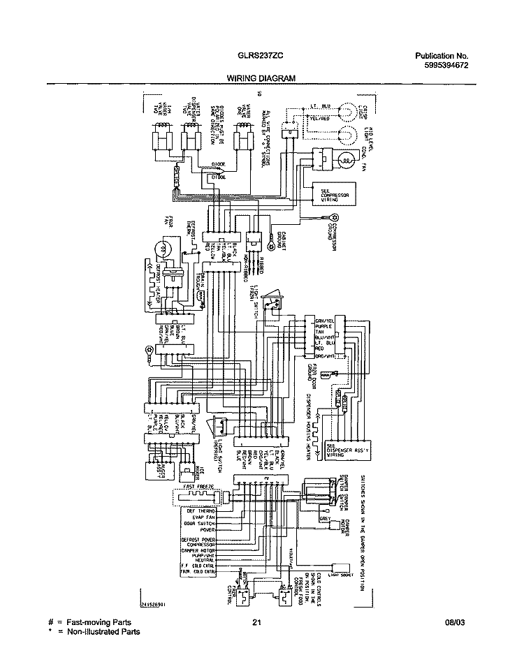 WIRING DIAGRAM Diagram and Parts List for GLRS237ZCW2  Frigidaire Refrigerator
