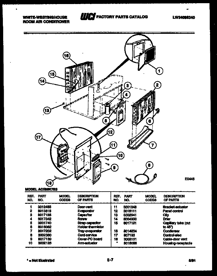 CABINET PARTS Diagram and Parts List for AC064L7A3  Frigidaire Air Conditioner