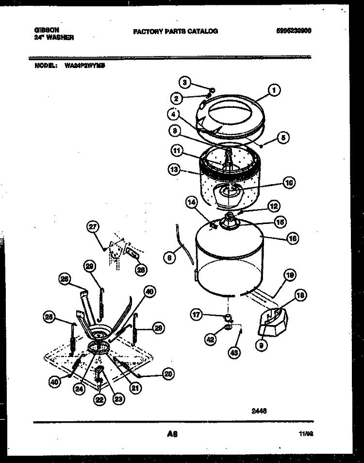TUB DETAIL Diagram and Parts List for WA24P2WYMB  Gibson Washer