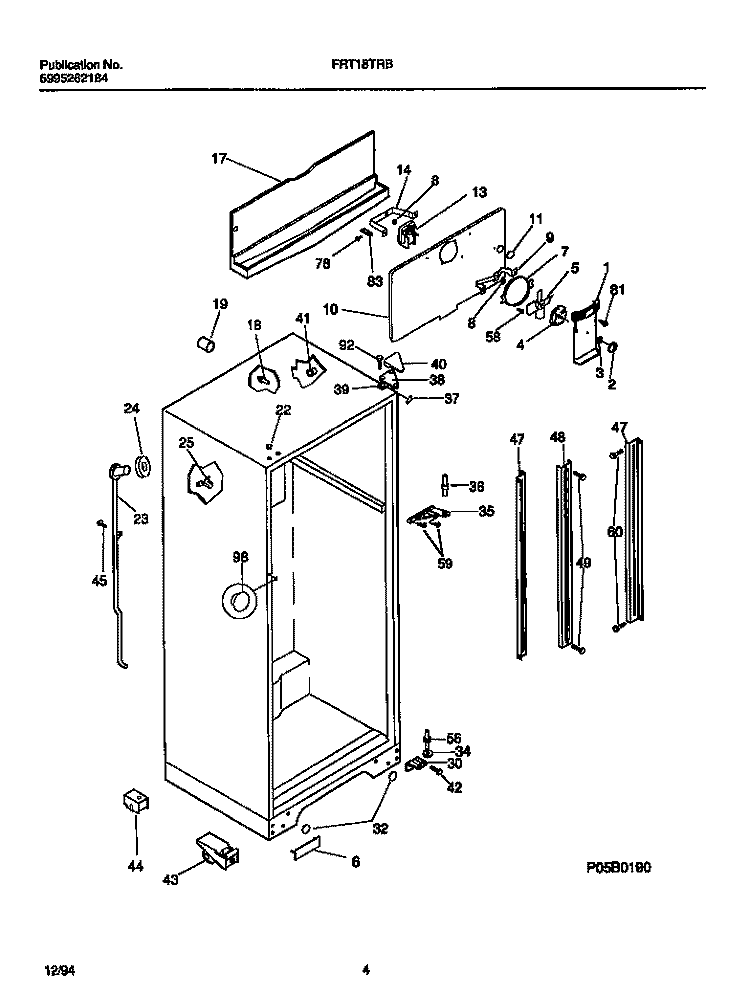 CABINET, FAN ASSEMBLY Diagram and Parts List for FRT18TRBD1  Frigidaire Refrigerator