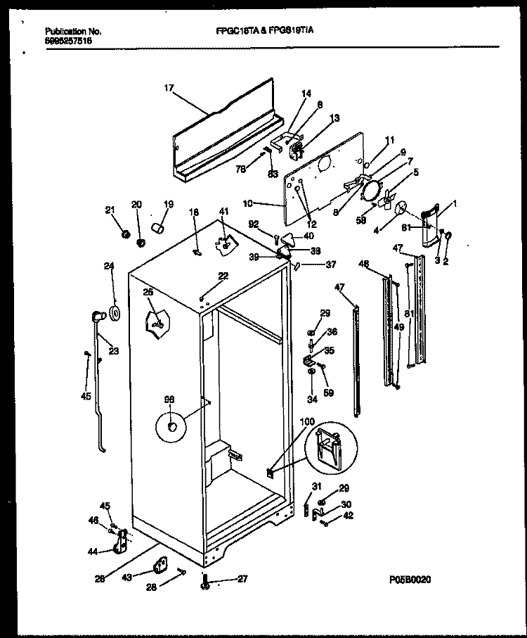 CABINET PARTS Diagram and Parts List for FPGC18TAL2  Frigidaire Refrigerator