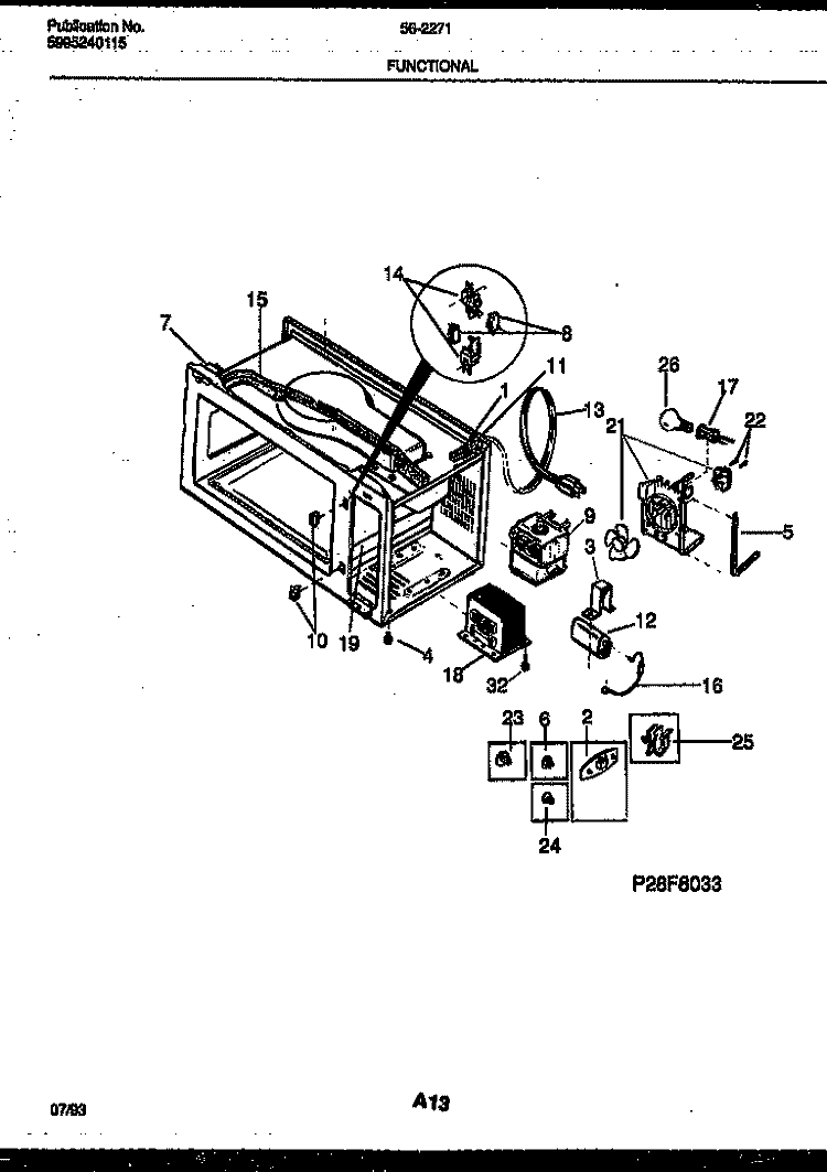FUNCTIONAL PARTS Diagram and Parts List for 56-2271-10-02  Tappan Microwave