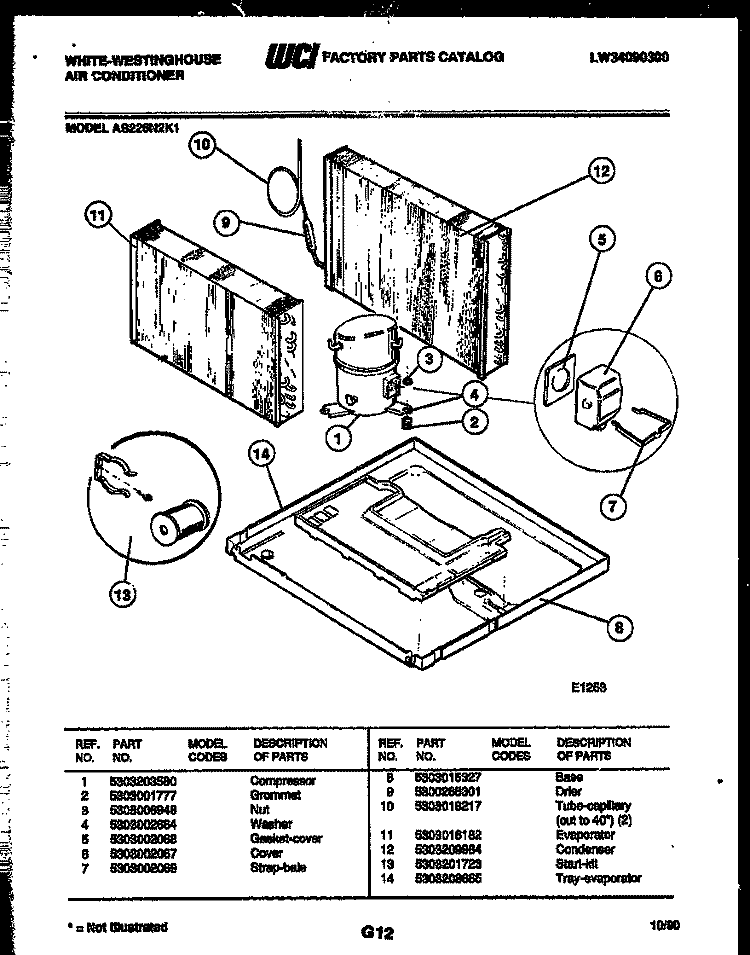 SYSTEM PARTS Diagram and Parts List for AS226N2K1  Frigidaire Air Conditioner