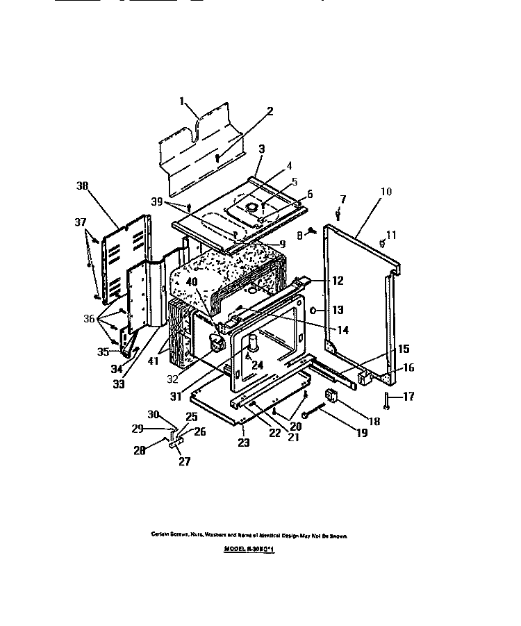 OVEN LINER, SIDE PANELS Diagram and Parts List for R30BCH1  Frigidaire Range