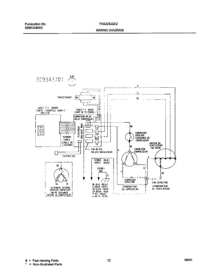 WIRING DIAGRAM Diagram and Parts List for FAS225J2A2  Frigidaire Air Conditioner