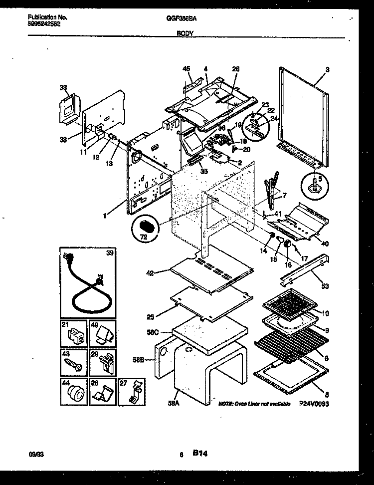 BODY PARTS Diagram and Parts List for GGF356BADA  Gibson Range