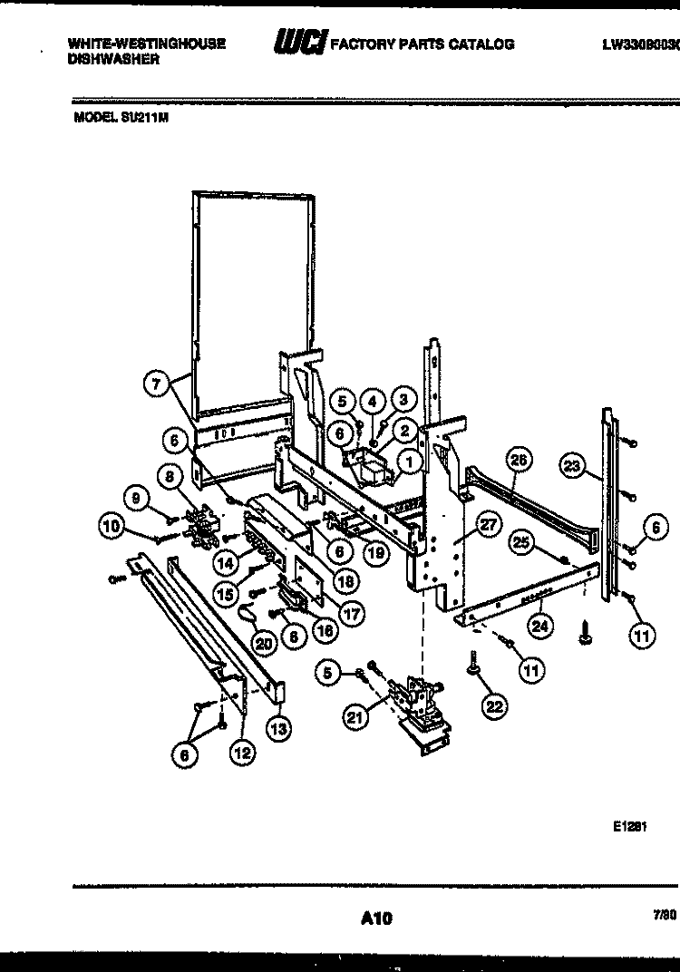 POWER DRY AND MOTOR PARTS Diagram and Parts List for SU211MR  Frigidaire Dishwasher