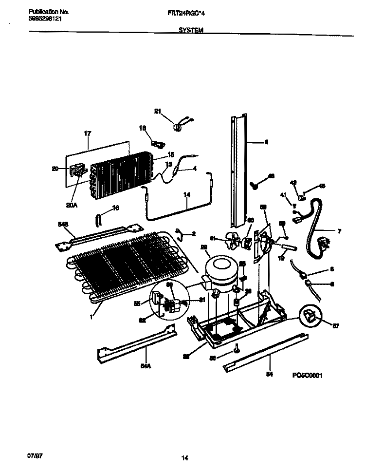 SYSTEM Diagram and Parts List for FRT24RGCB4  Frigidaire Refrigerator