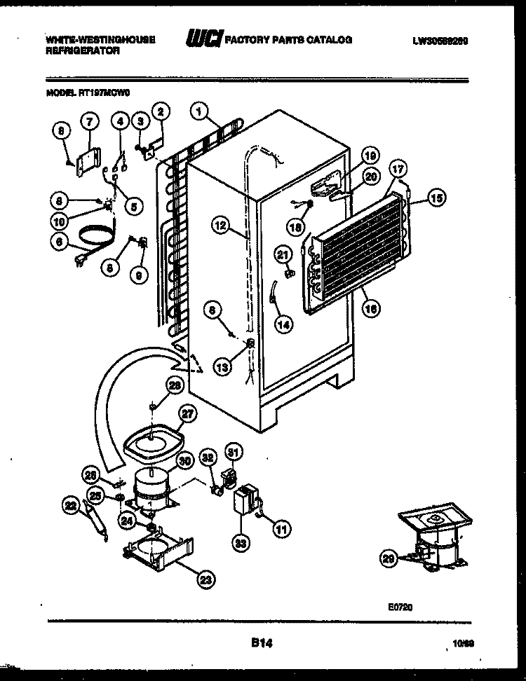 SYSTEM AND AUTOMATIC DEFROST PARTS Diagram and Parts List for RT197MCV0  Frigidaire Refrigerator
