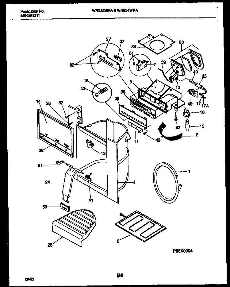 ICE DOOR, DISPENSER AND WATER TANKS Diagram and Parts List for WRS24WRAW1  Frigidaire Refrigerator