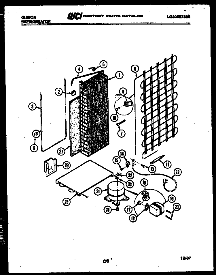 SYSTEM AND AUTOMATIC DEFROST PARTS Diagram and Parts List for RS22F7WU1B  Gibson Refrigerator