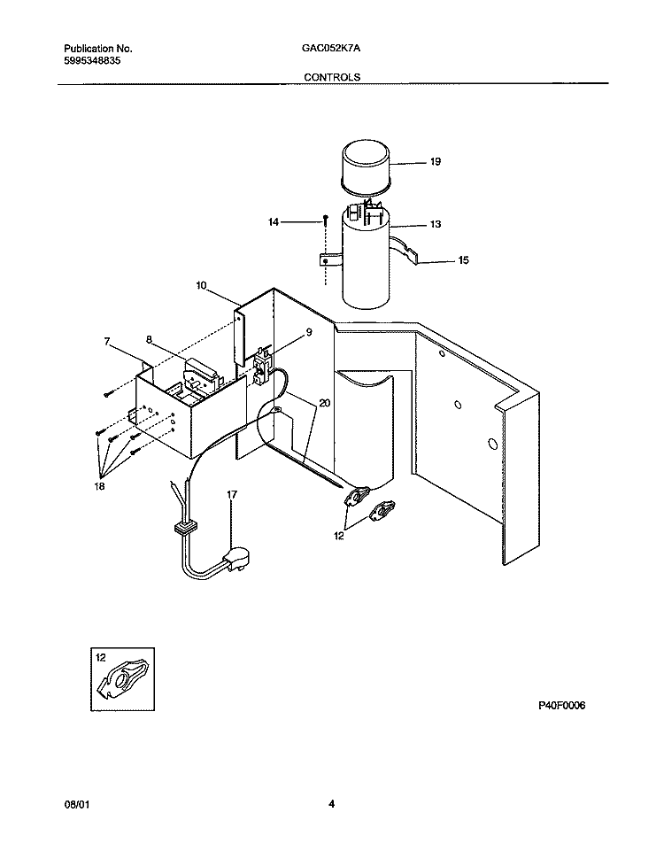 CONTROLS Diagram and Parts List for GAC052K7A2  Gibson Air Conditioner