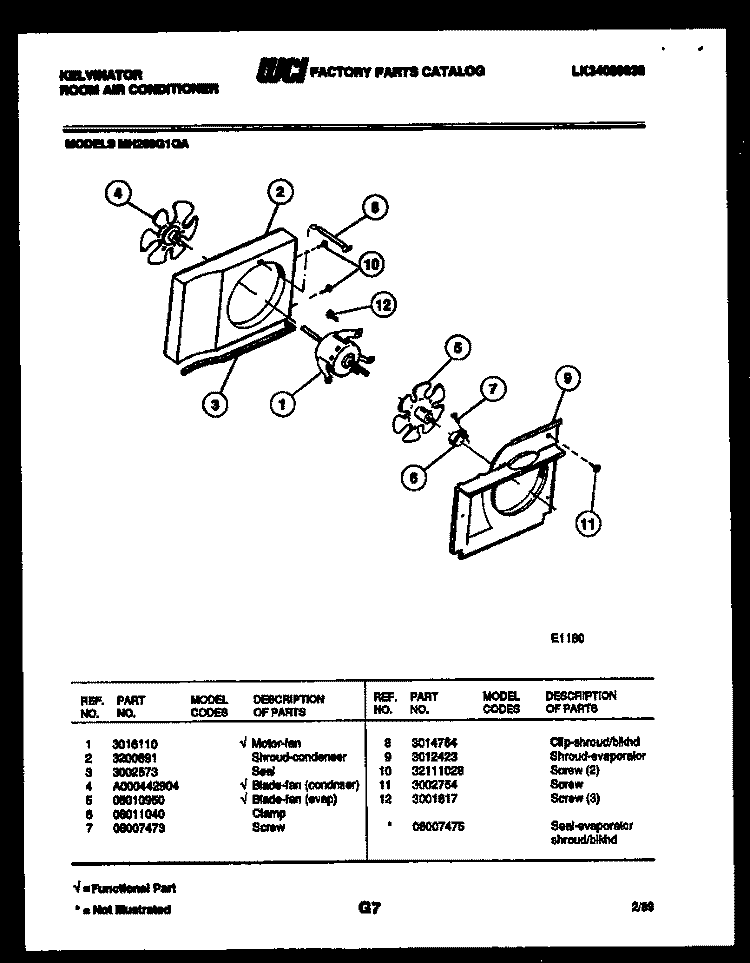 AIR HANDLING PARTS Diagram and Parts List for MH208G1QA  Kelvinator Air Conditioner