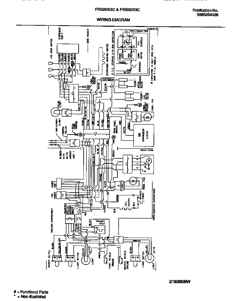 WIRING DIAGRAM Diagram and Parts List for FRS28XGCD0  Frigidaire Refrigerator
