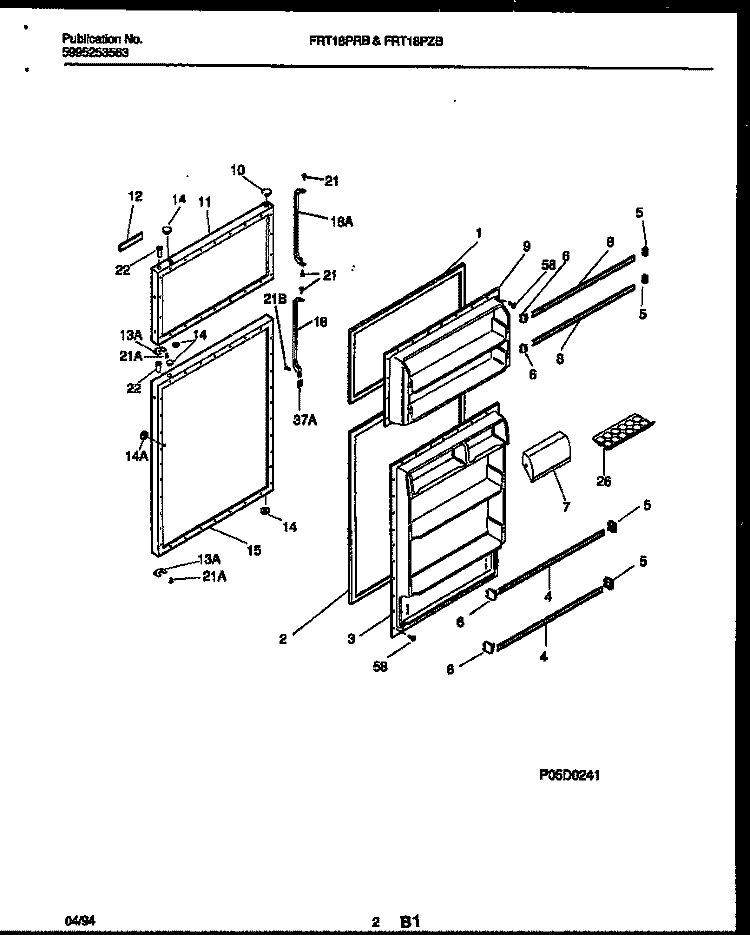 DOOR PARTS Diagram and Parts List for FRT18PRBW0  Frigidaire Refrigerator