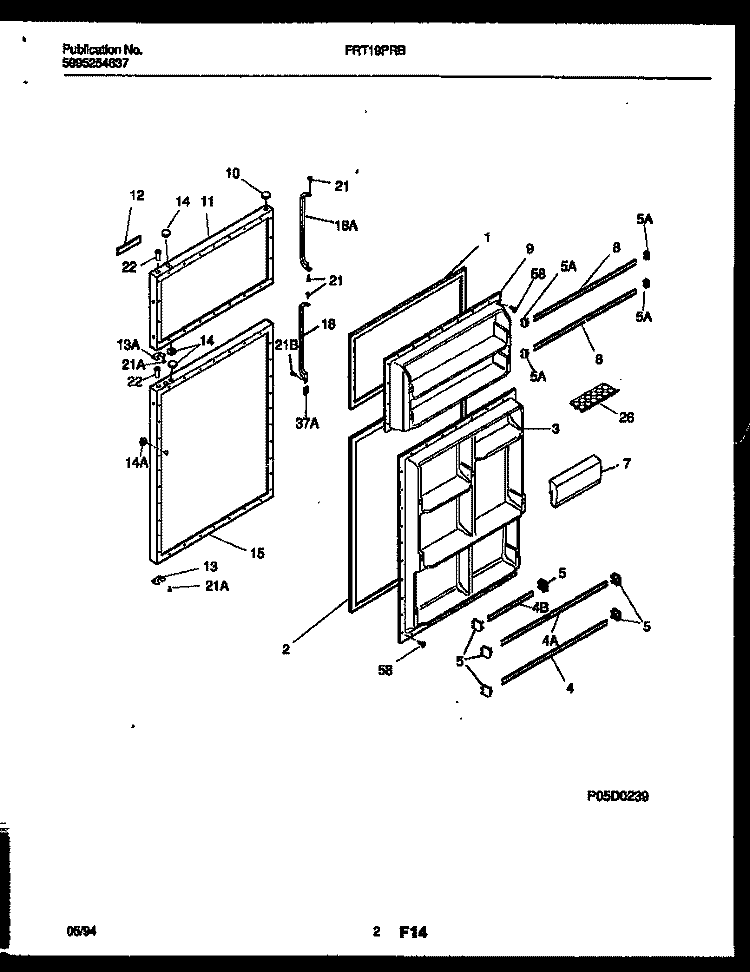 DOOR PARTS Diagram and Parts List for FRT19PRBD1  Frigidaire Refrigerator