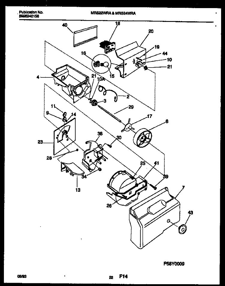 ICE DISPENSER Diagram and Parts List for MRS22WRAW0  Frigidaire Refrigerator