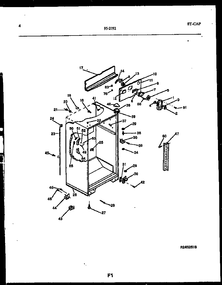 CABINET PARTS Diagram and Parts List for 95-2192-32-00  Tappan Refrigerator