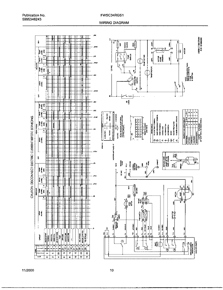 131986300 WIRING DIAGRAM Diagram and Parts List for FWSC34RGS1  Frigidaire Washer
