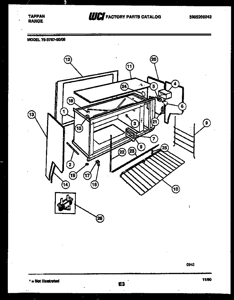 UPPER BODY PARTS Diagram and Parts List for 73-3757-23-08  Tappan Range