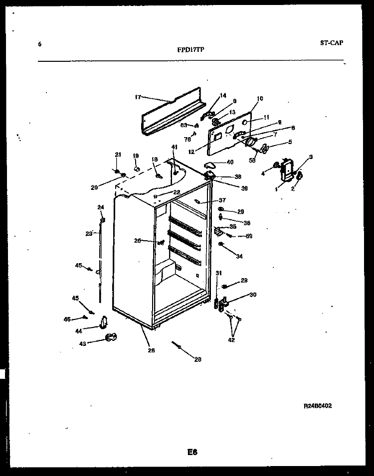 CABINET PARTS Diagram and Parts List for FPD17TPH0  Frigidaire Refrigerator