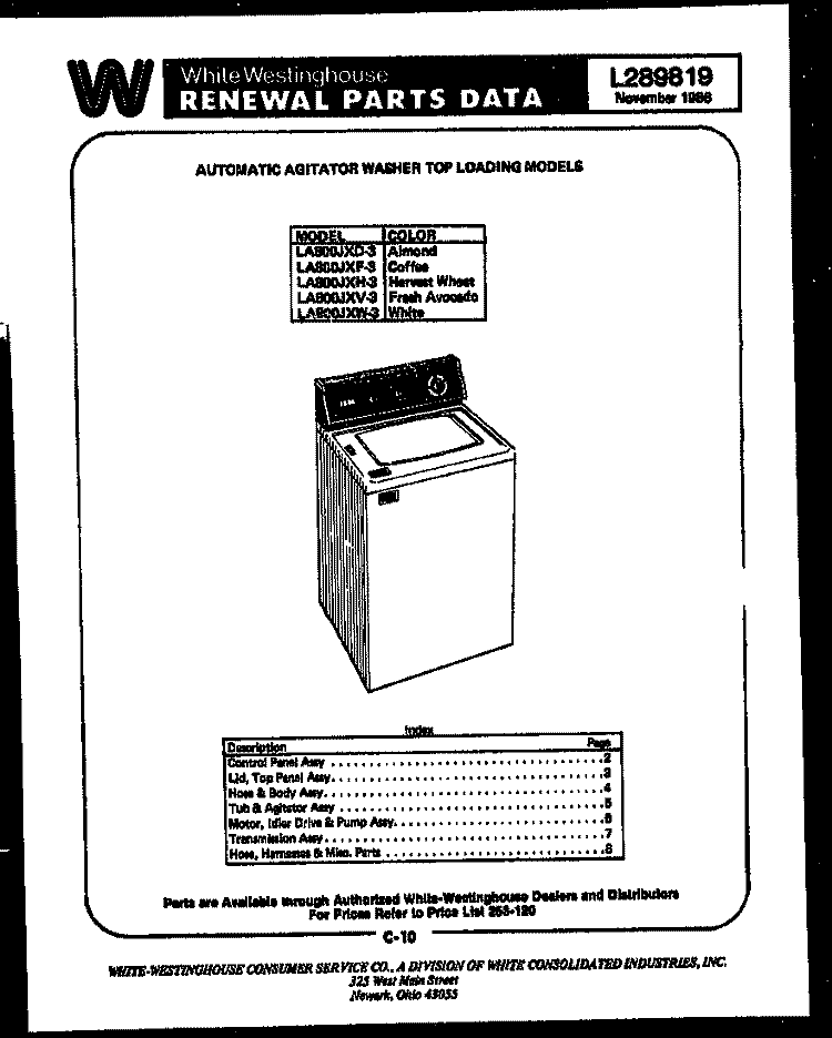 COVER Diagram and Parts List for AH153K2A1  Frigidaire Air Conditioner