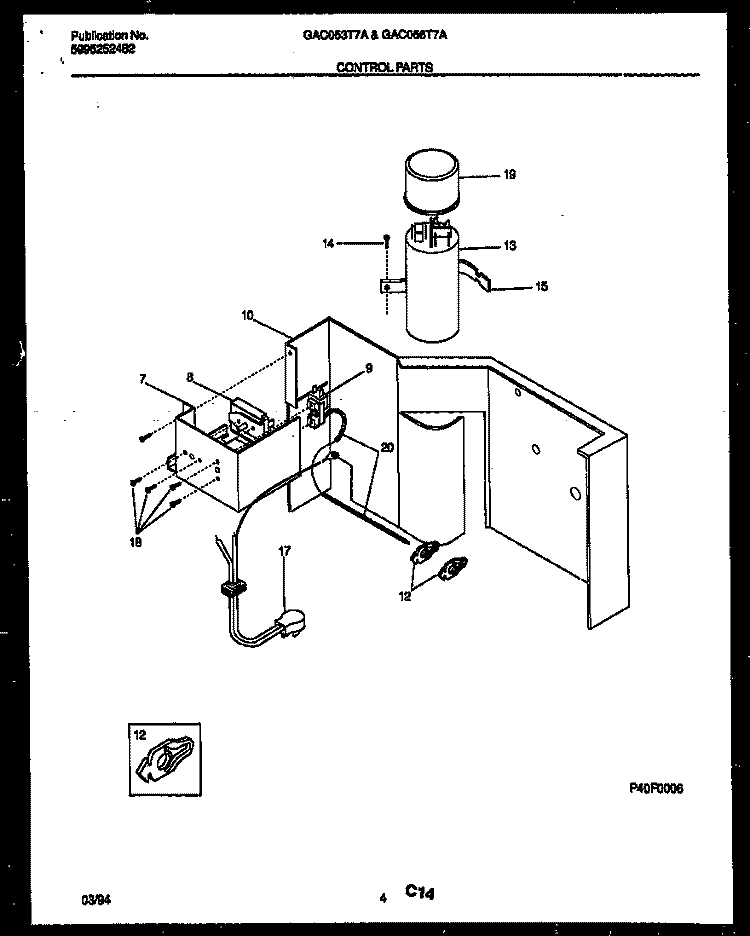 CONTROL PARTS Diagram and Parts List for GAC053T7A3  Gibson Air Conditioner
