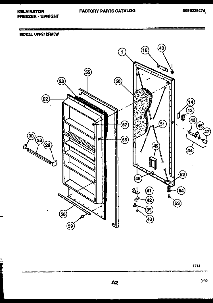 DOOR PARTS Diagram and Parts List for UFP212FM6W  Kelvinator Freezer