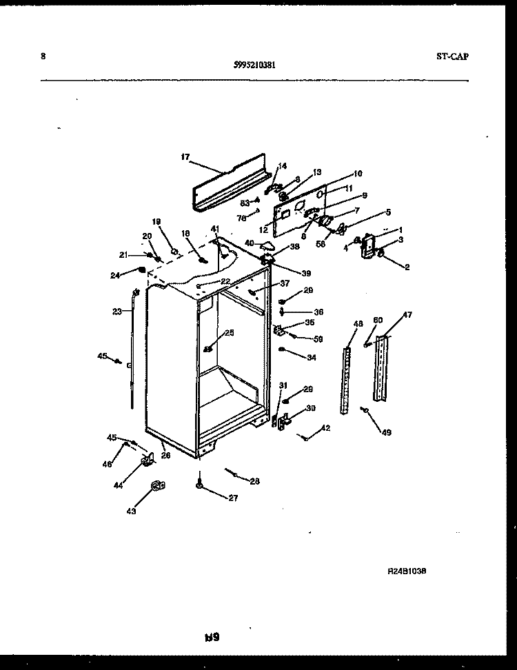 CABINET PARTS Diagram and Parts List for FPCE19TRL0  Frigidaire Refrigerator
