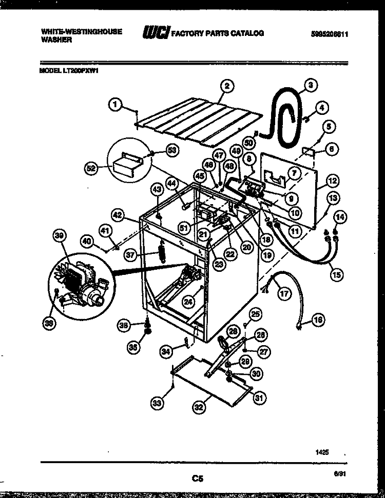 CABINET PARTS Diagram and Parts List for LT200PXW1  Frigidaire Washer
