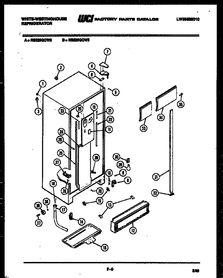 CABINET PARTS Diagram and Parts List for RS226GCH3  Frigidaire Refrigerator