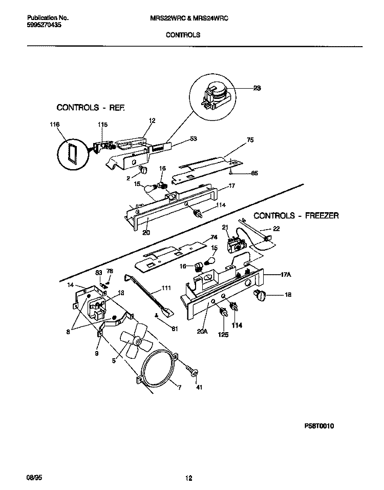 CONTROLS Diagram and Parts List for MRS22WRCD1  Frigidaire Refrigerator