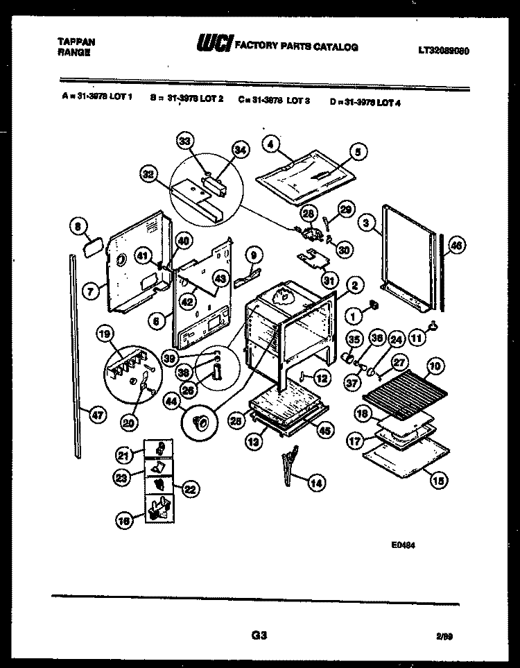 BODY PARTS Diagram and Parts List for 31-3978-00-02  Tappan Range