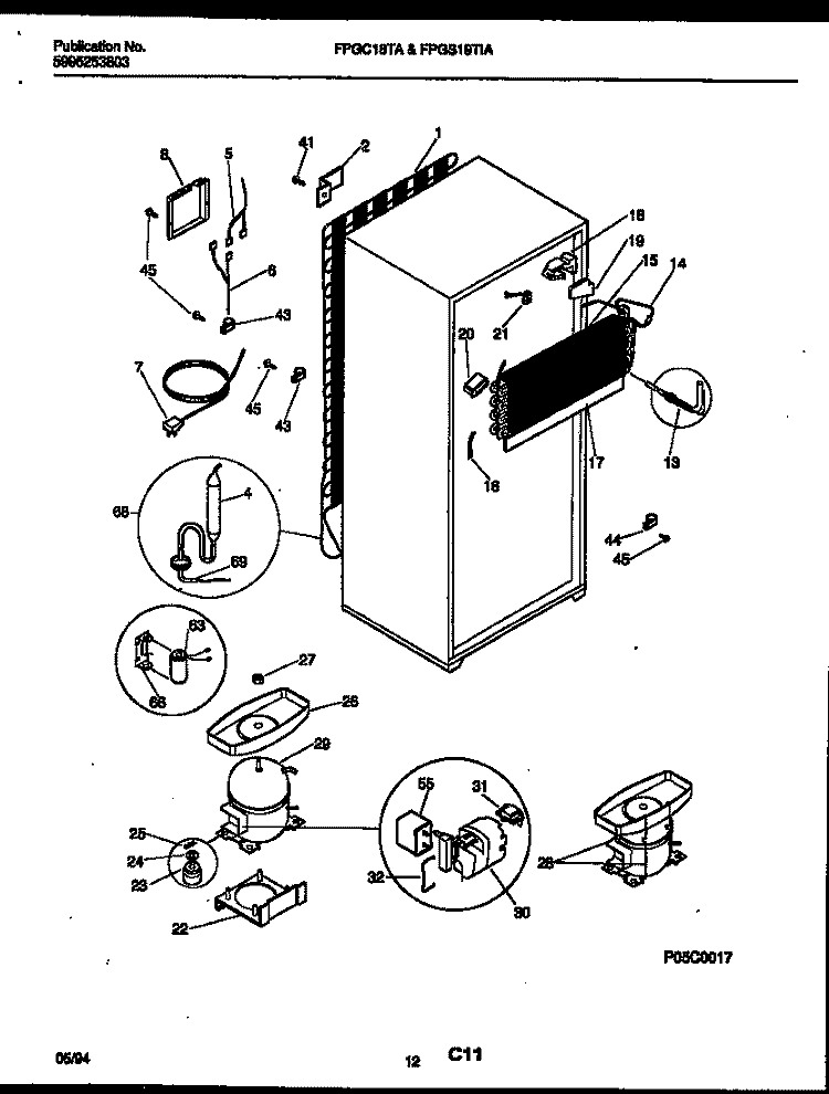 SYSTEM AND AUTOMATIC DEFROST PARTS Diagram and Parts List for FPGS19TIAL1  Frigidaire Refrigerator