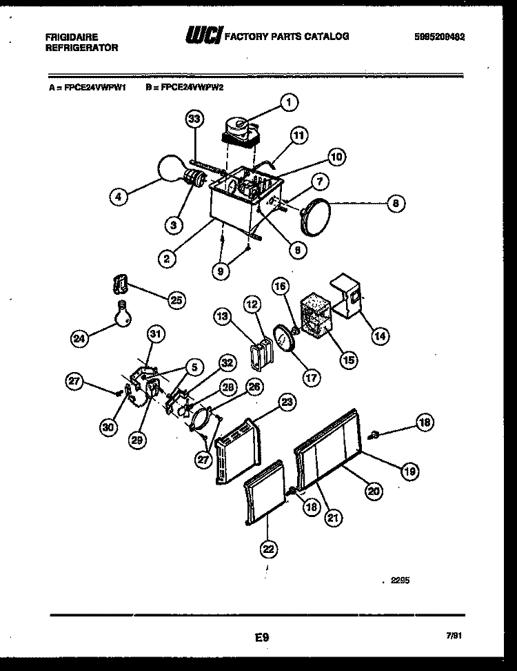 REFRIGERATOR CONTROL ASSEMBLY, DAMP Diagram and Parts List for FPCE24VWPW2  Frigidaire Refrigerator
