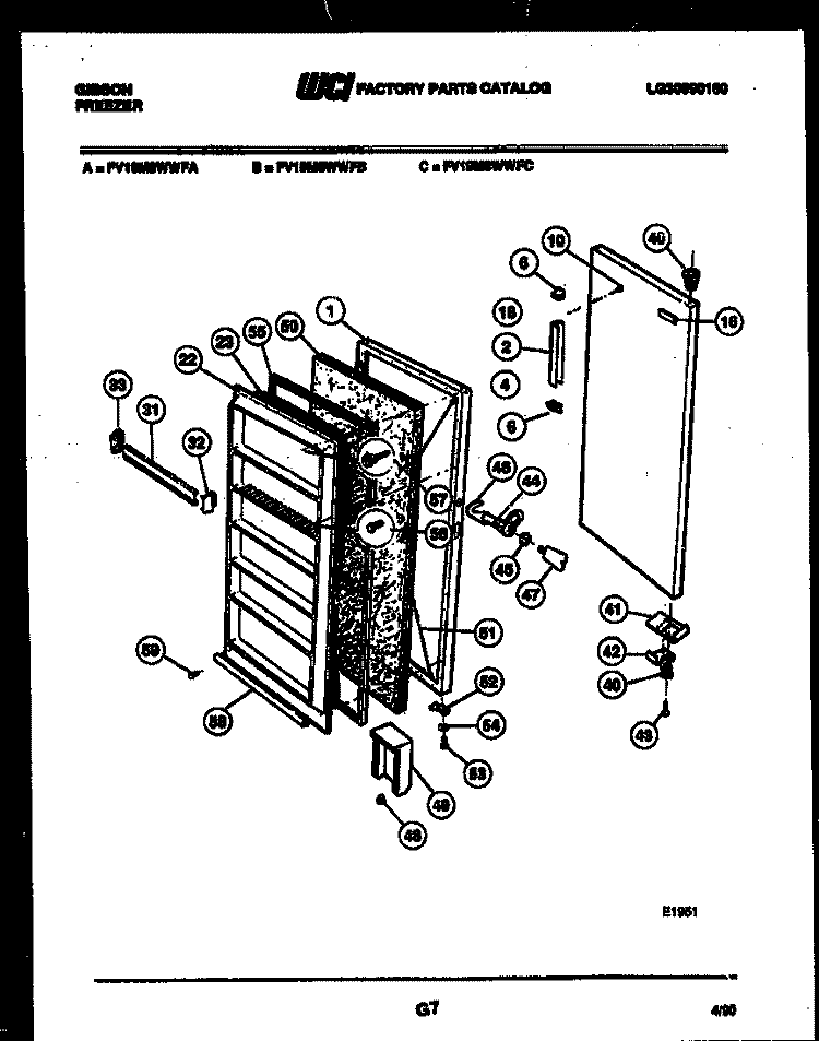 DOOR PARTS Diagram and Parts List for FV19M8WWFB  Gibson Freezer