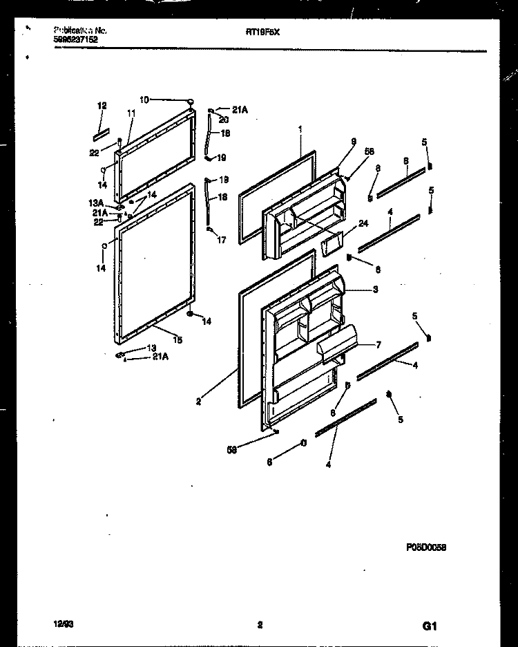 DOOR PARTS Diagram and Parts List for RT19F5WX3C  Gibson Refrigerator
