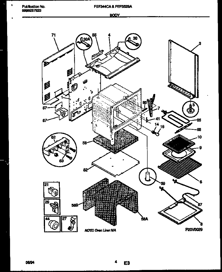 BODY PARTS Diagram and Parts List for FEF322CASB  Frigidaire Range