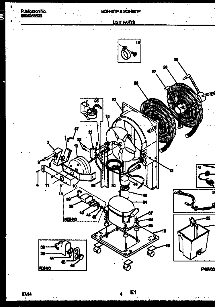 UNIT PARTS Diagram and Parts List for MDH50TF1  Frigidaire Dehumidifier
