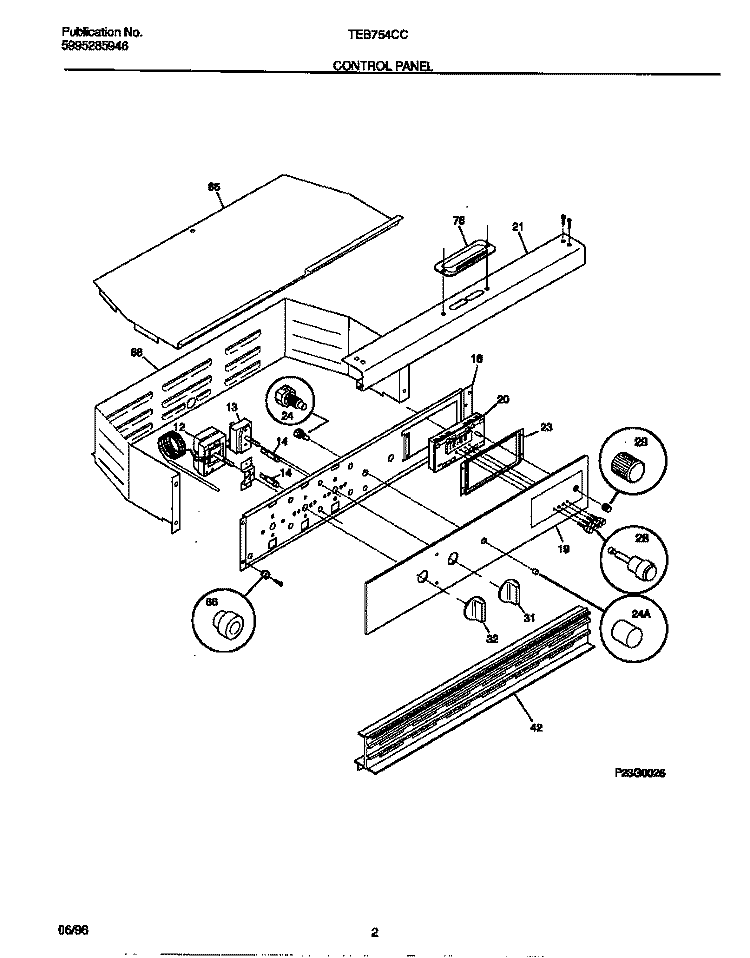 CONTROL PANEL Diagram and Parts List for TEB754CCS3  Tappan Wall Oven