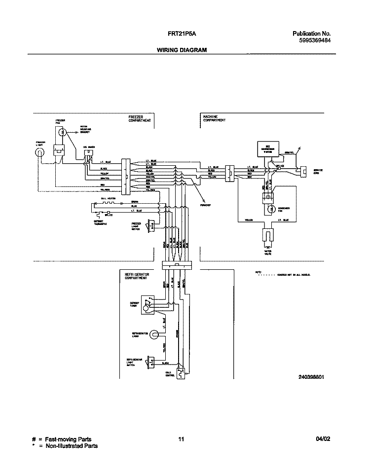 WIRING DIAGRAM Diagram and Parts List for FRT21P5AQ4  Frigidaire Refrigerator