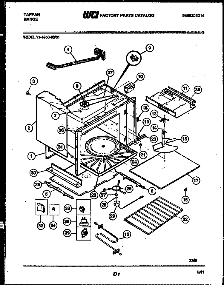 WRAPPER AND BODY PARTS Diagram and Parts List for 77-4950-00-01  Tappan Range