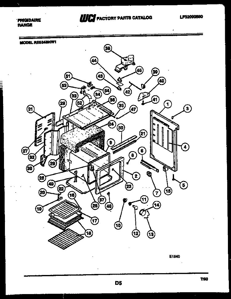 BODY PARTS Diagram and Parts List for RES34BNL1  Frigidaire Range