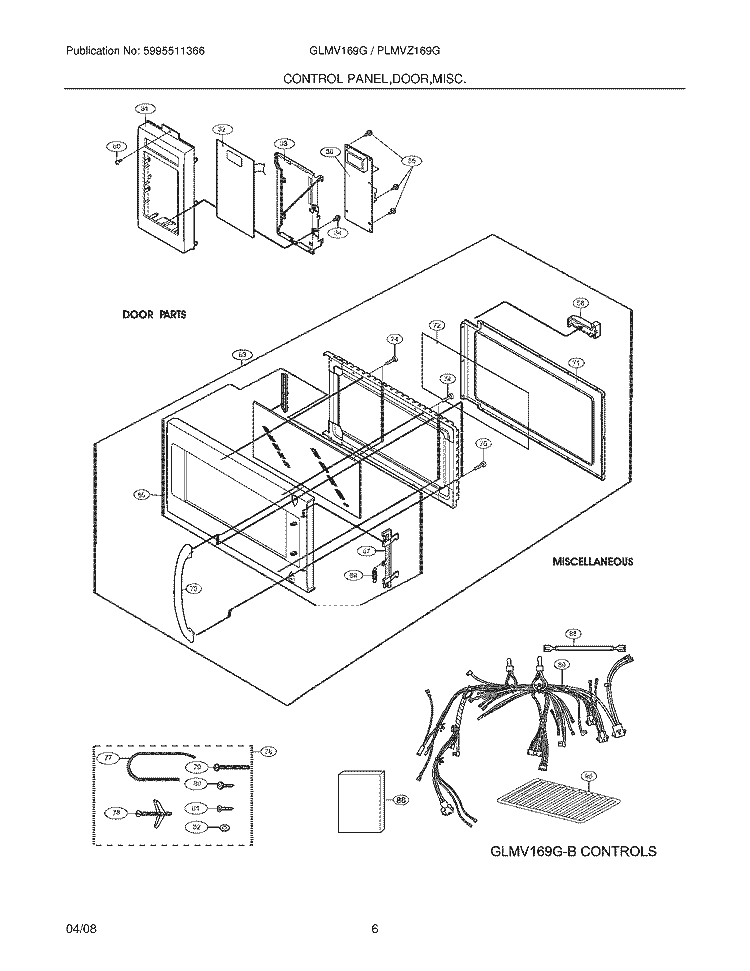 CONTROL PANEL, DOOR, MISC. Diagram and Parts List for GLMV169GBB  Frigidaire Microwave