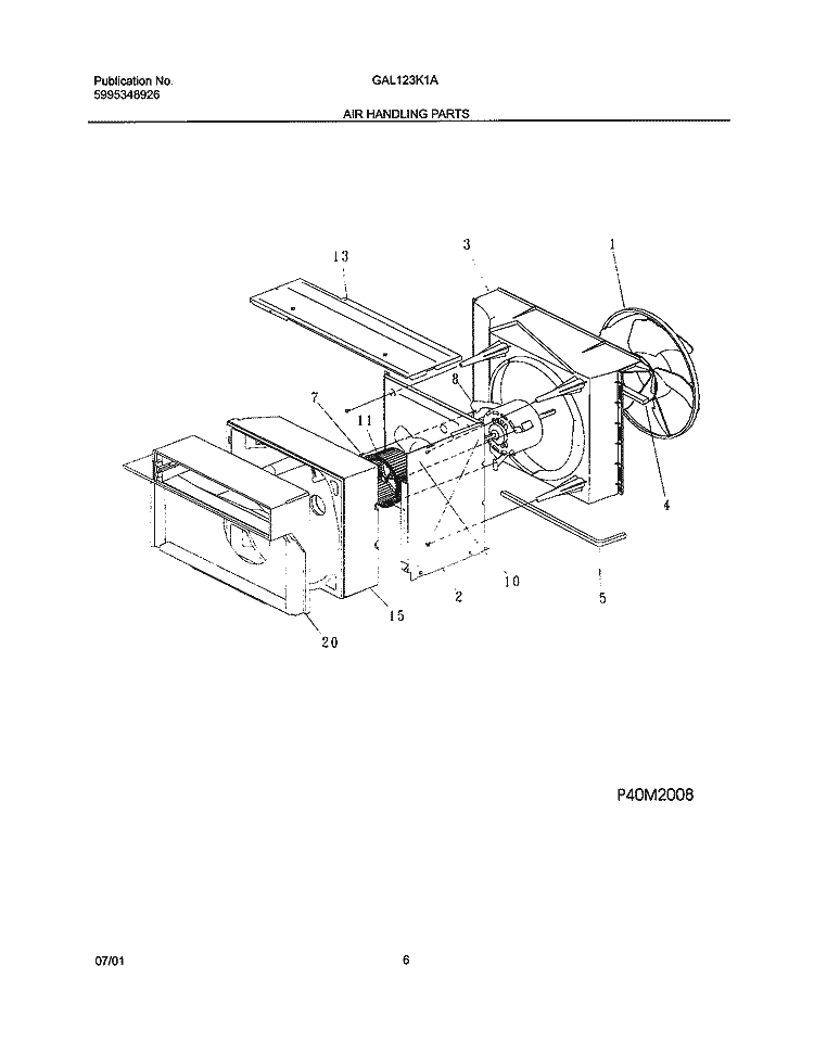 AIR HANDLING Diagram and Parts List for GAL123K1A2  Gibson Air Conditioner