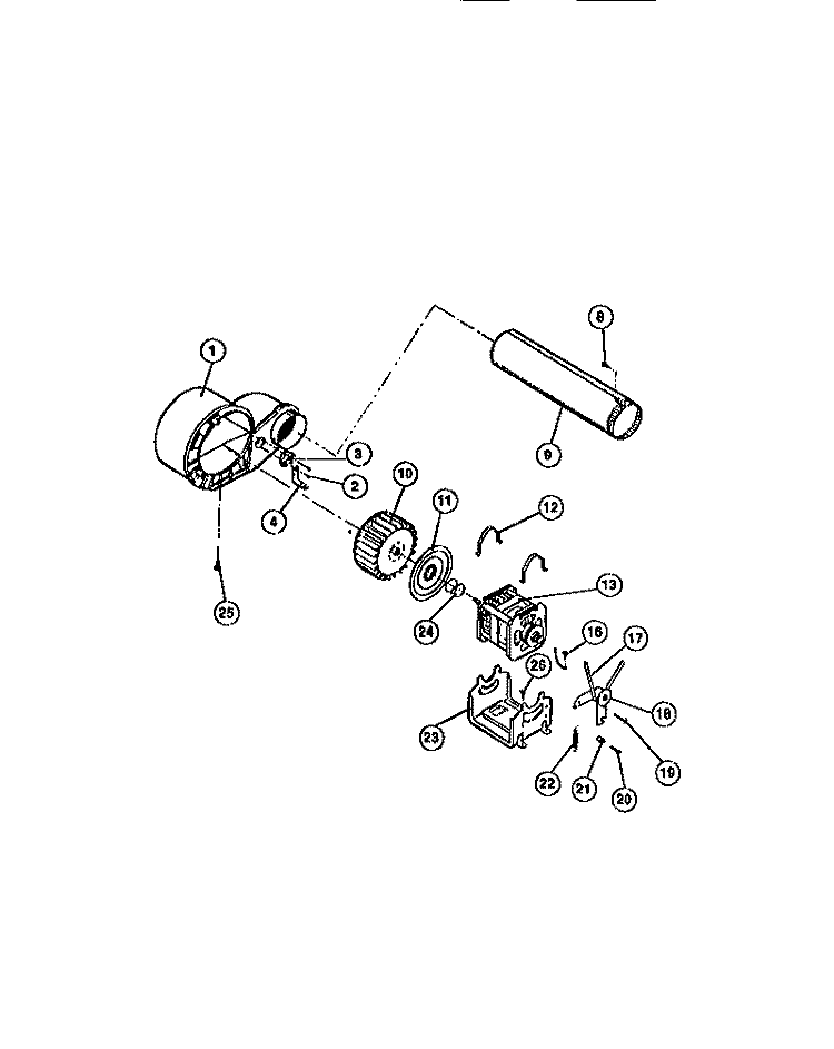 MOTOR, FAN HOUSING, EXHAUST DUCT Diagram and Parts List for DECSFL3  Frigidaire Dryer