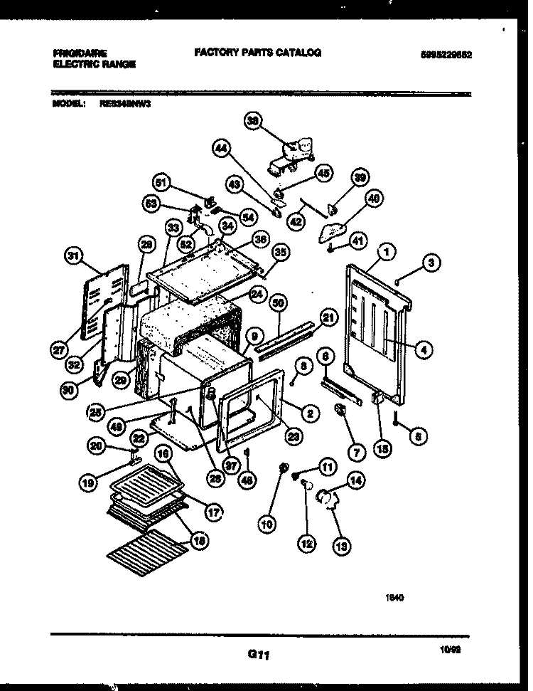BODY PARTS Diagram and Parts List for RES34BNW3  Frigidaire Range